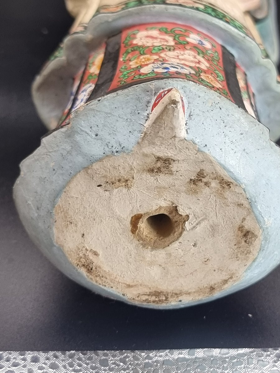 Paire de statuettes chinoises en terre cuite peinte – Chine méridionale, fin du XIXe siècle-photo-3