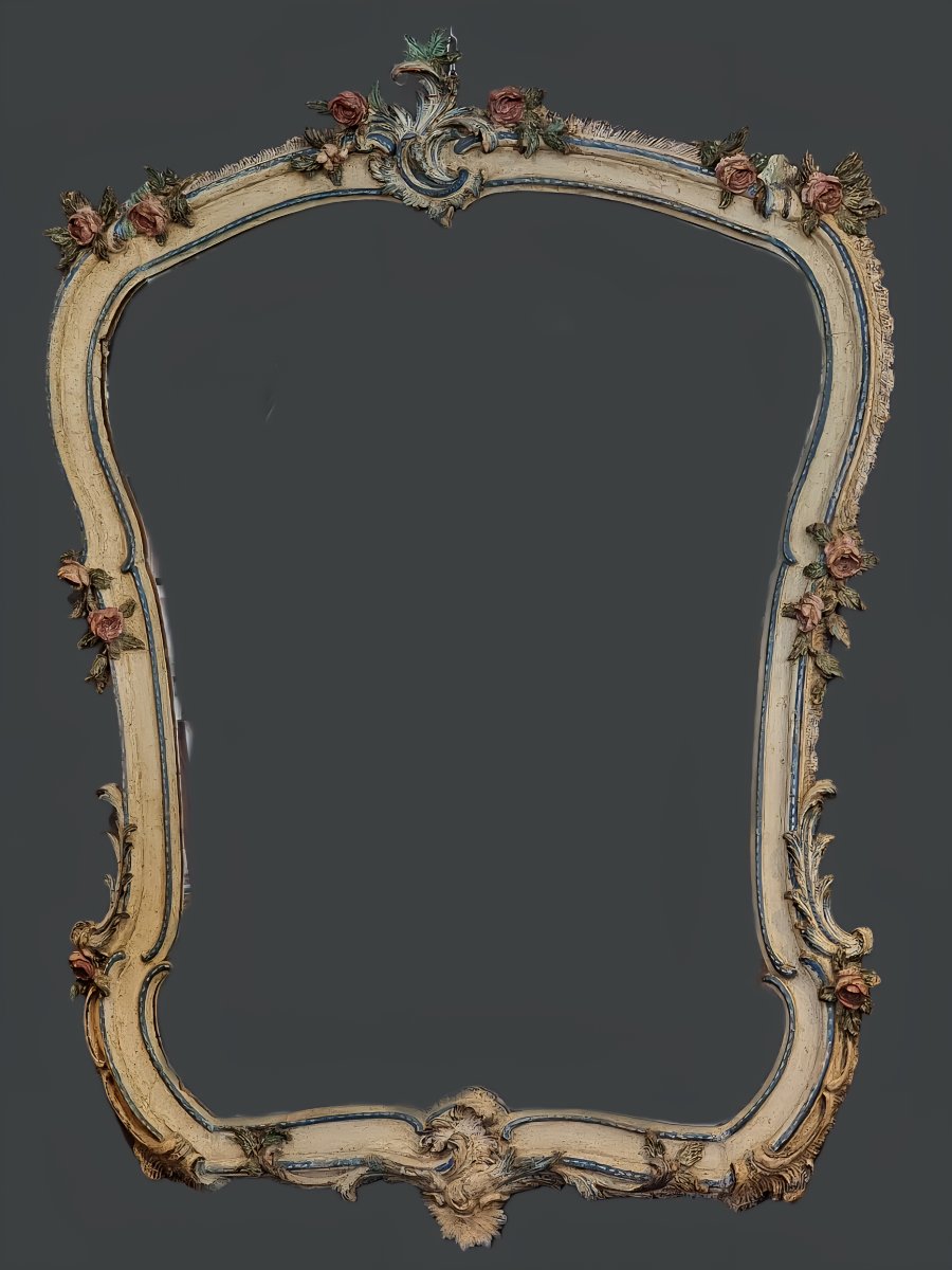 Large Genoese Lacquered Mirror  Genoa, Mid-18th Century-photo-3