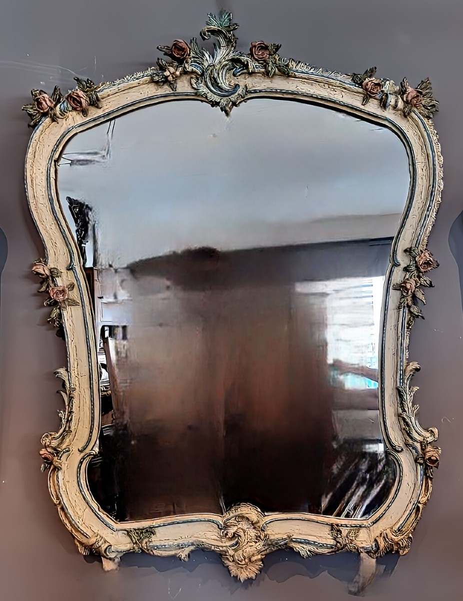 Large Genoese Lacquered Mirror  Genoa, Mid-18th Century