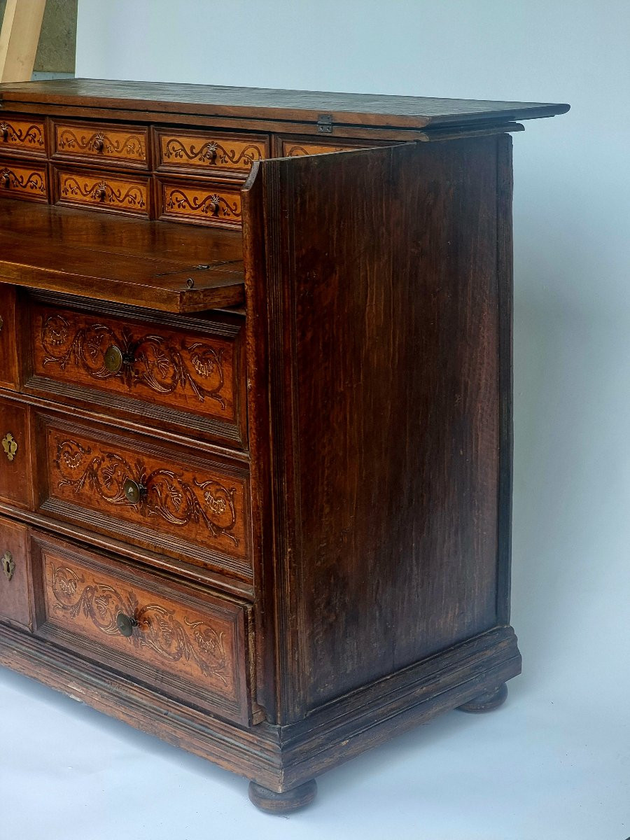 Commode scriban en noyer, Vénétie, seconde moitié du XVIIe siècle-photo-8