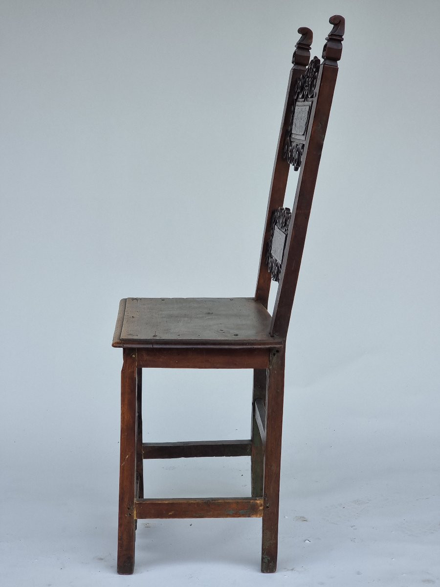 Carved Walnut High-back Chair, Northern Italy, Late 17th – Early 18th Century-photo-2
