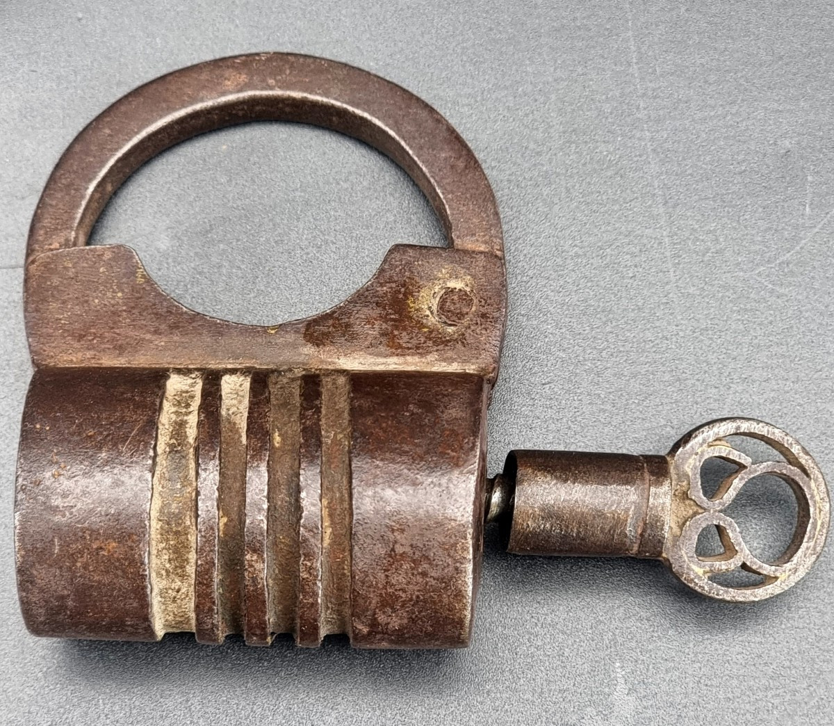 German Wrought Iron Padlock With Original Key – 18th Century