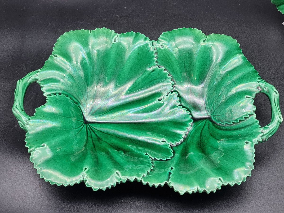 Green Majolica Plate Set By Copeland & Garrett, England, 19th Century-photo-4