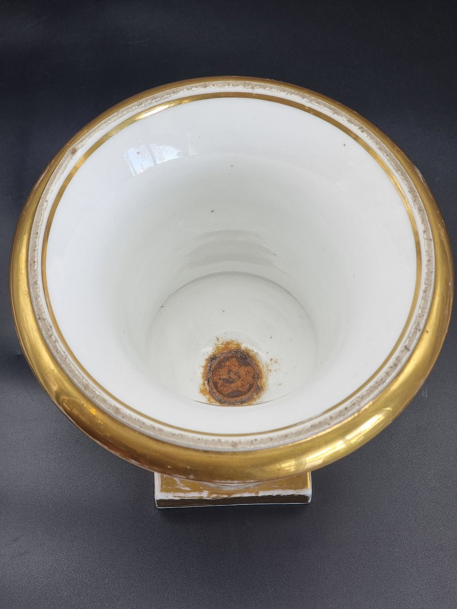 Coupe en porcelaine dorée et peinte à la main avec scènes de chasse, XIXe siècle-photo-4