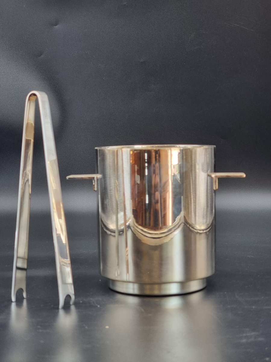 Christofle – Secchiello Portaghiaccio Con Pinza, Francia, Design Anni Sessanta-photo-1