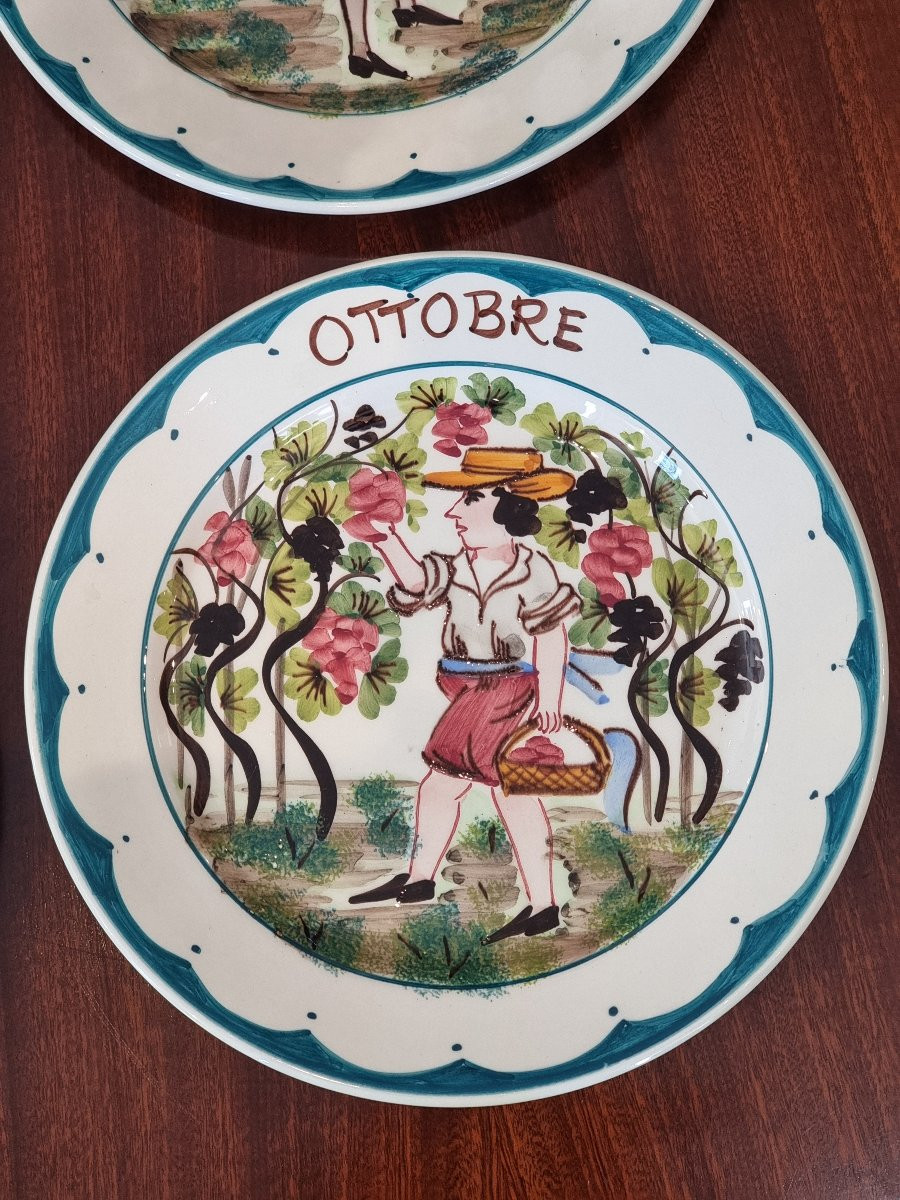 Série « Les 12 mois », assiettes populaires vénitiennes – Nove (Tasca), v. 1945–1965, diamètre -photo-7