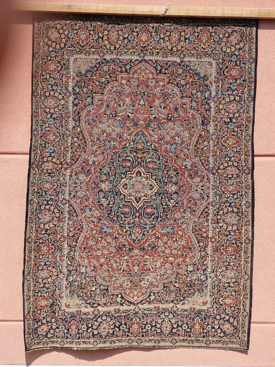 Tapis persan Kashan noué à la main – fin XIXe / début XXe siècle – 208× 140 cm-photo-4