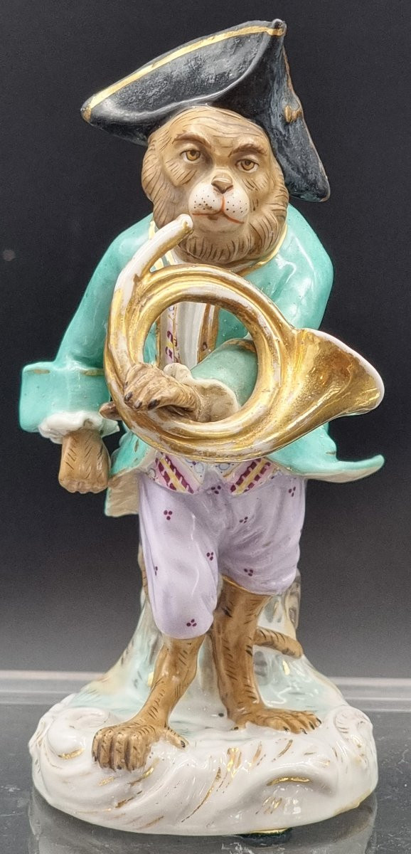 Five Porcelain Figurines – Monkey Orchestra (“affenkapelle”) – Meissen, 20th Century-photo-4