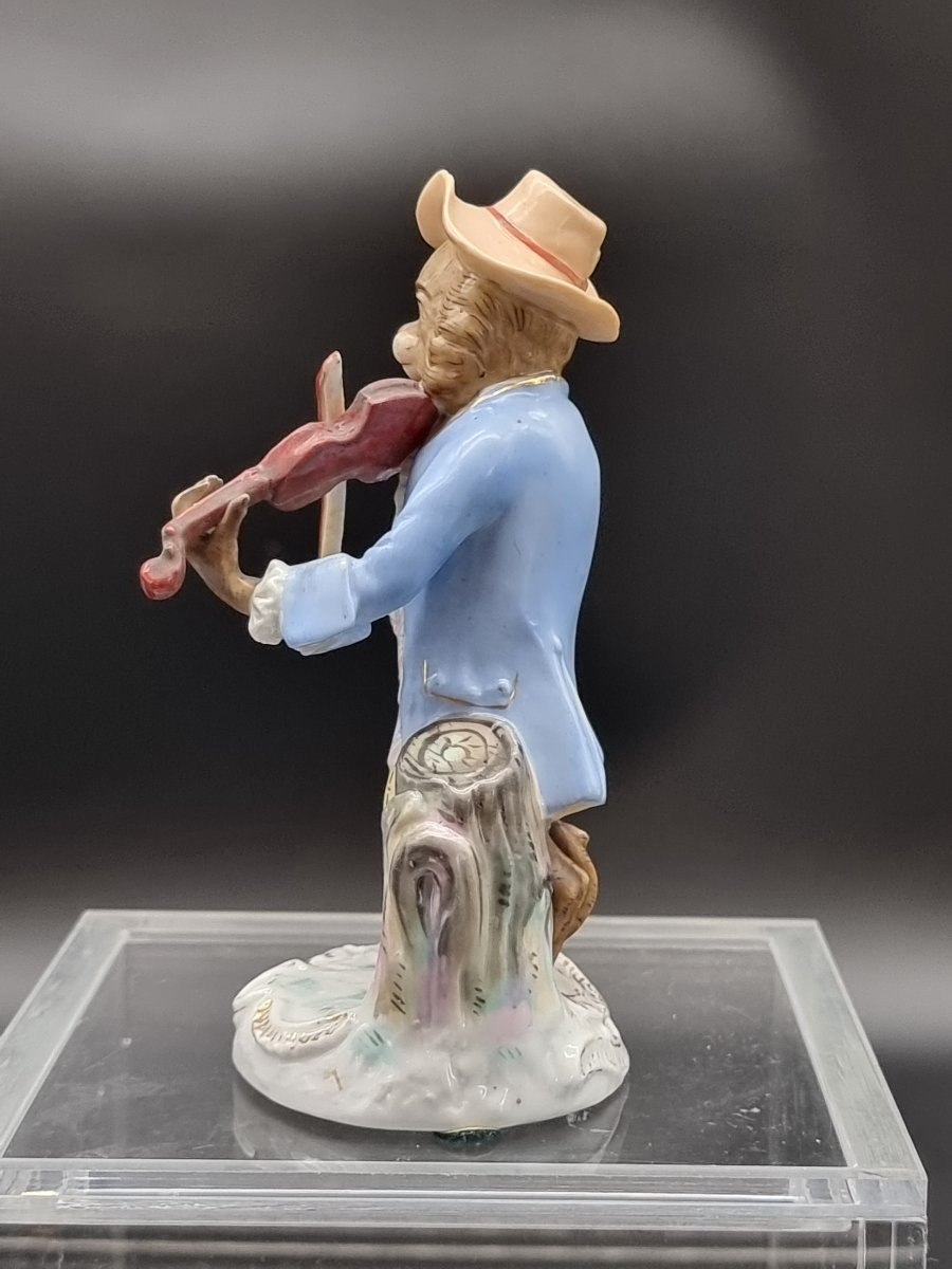 Five Porcelain Figurines – Monkey Orchestra (“affenkapelle”) – Meissen, 20th Century-photo-5