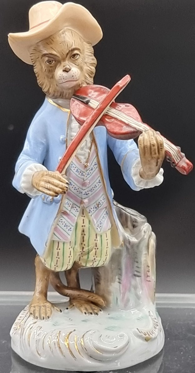 Five Porcelain Figurines – Monkey Orchestra (“affenkapelle”) – Meissen, 20th Century-photo-6