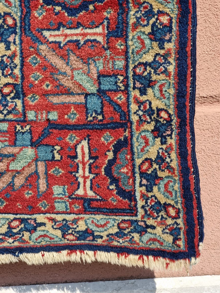 Tapis persan Afshar, motif « Mina Khani », bordure aux oiseaux, v. 1930–1950 — 208 × 140 cm-photo-2