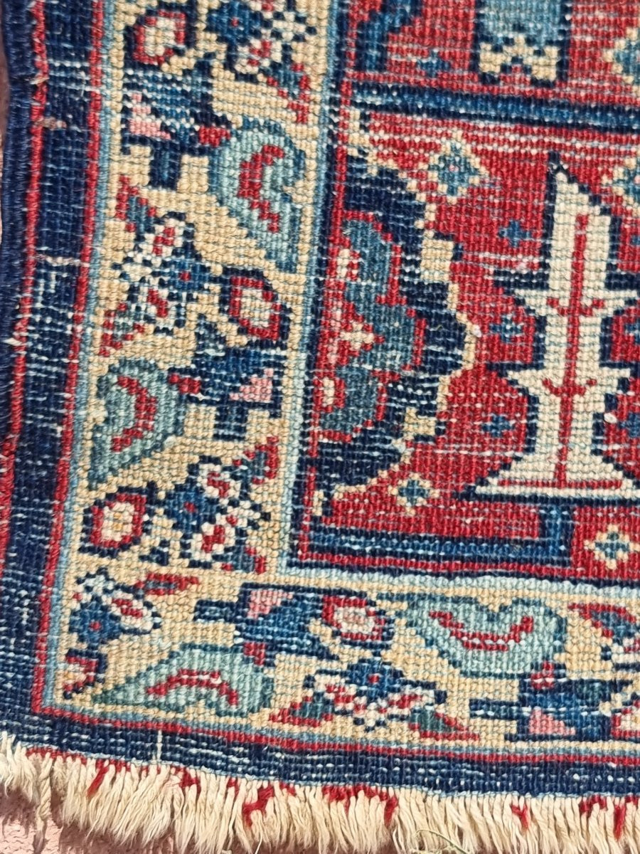 Tapis persan Afshar, motif « Mina Khani », bordure aux oiseaux, v. 1930–1950 — 208 × 140 cm-photo-2