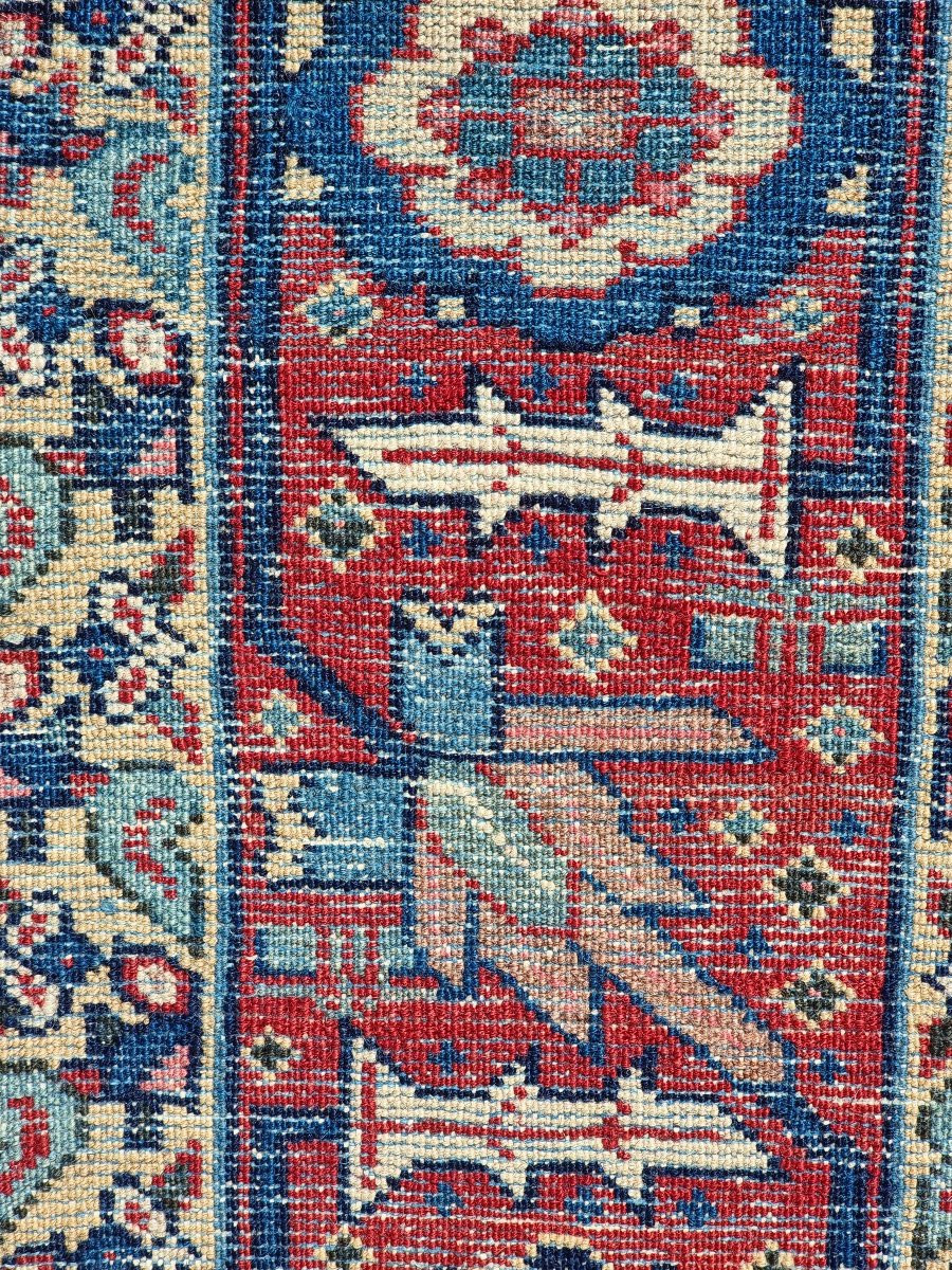 Tapis persan Afshar, motif « Mina Khani », bordure aux oiseaux, v. 1930–1950 — 208 × 140 cm-photo-3