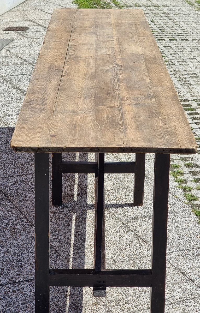 Table rustique en sapin, années '70,  295 × 57 cm-photo-3