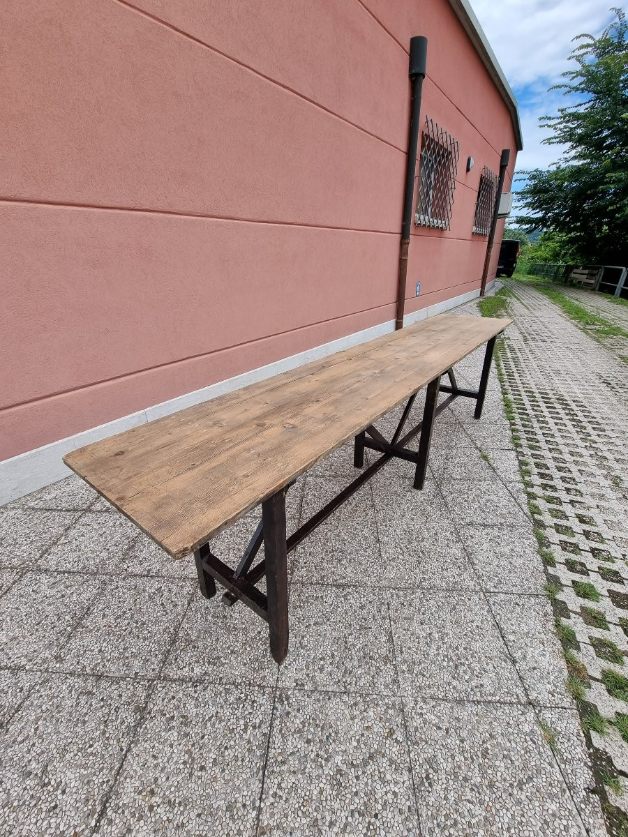 Table rustique en sapin, années '70,  295 × 57 cm-photo-4