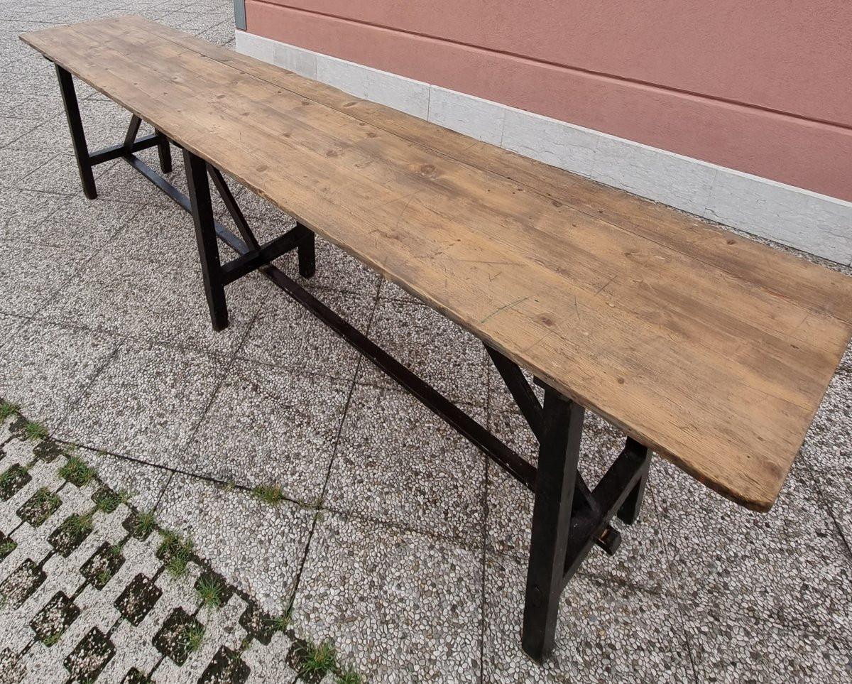 Table rustique en sapin, années '70,  295 × 57 cm-photo-6