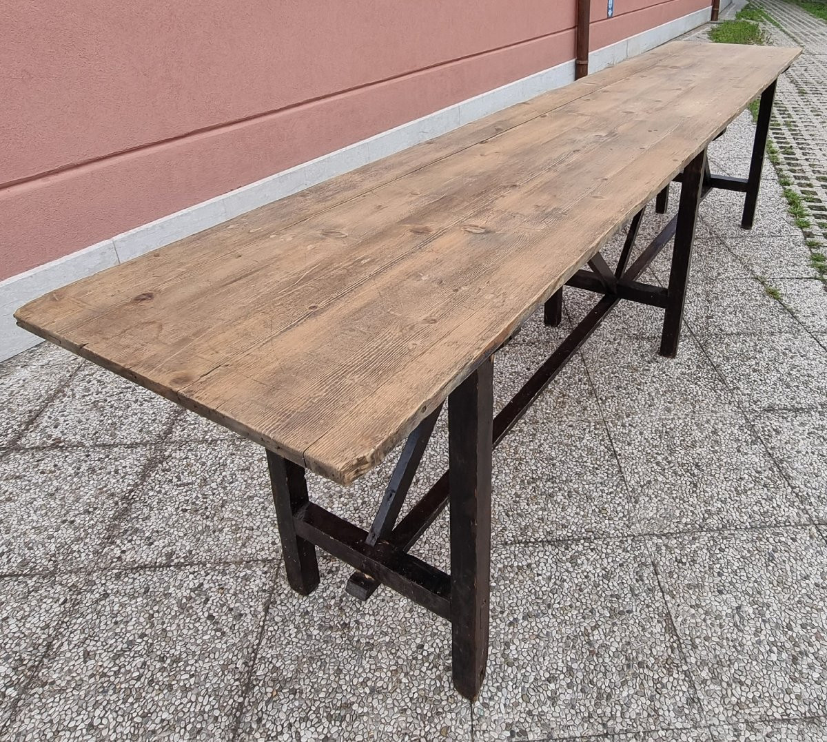 Table rustique en sapin, années '70,  295 × 57 cm-photo-7