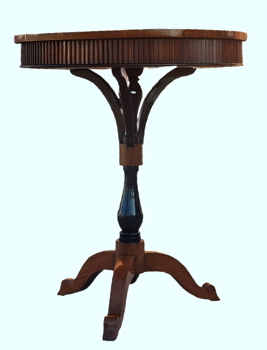 Charles X Side Table In Cherry Wood With Floral Marquetry – Veneto, C.1830-photo-2