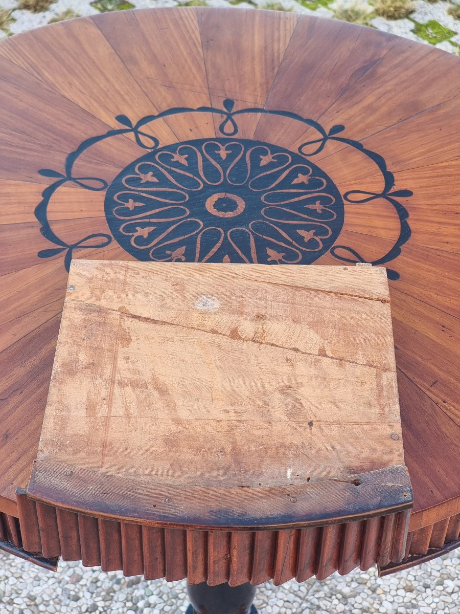 Charles X Side Table In Cherry Wood With Floral Marquetry – Veneto, C.1830-photo-3