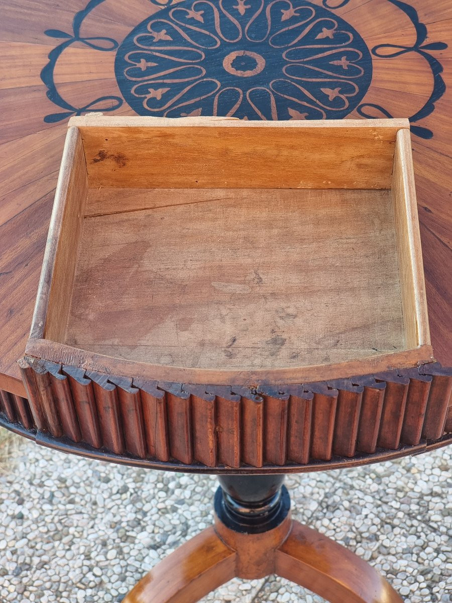 Charles X Side Table In Cherry Wood With Floral Marquetry – Veneto, C.1830-photo-6
