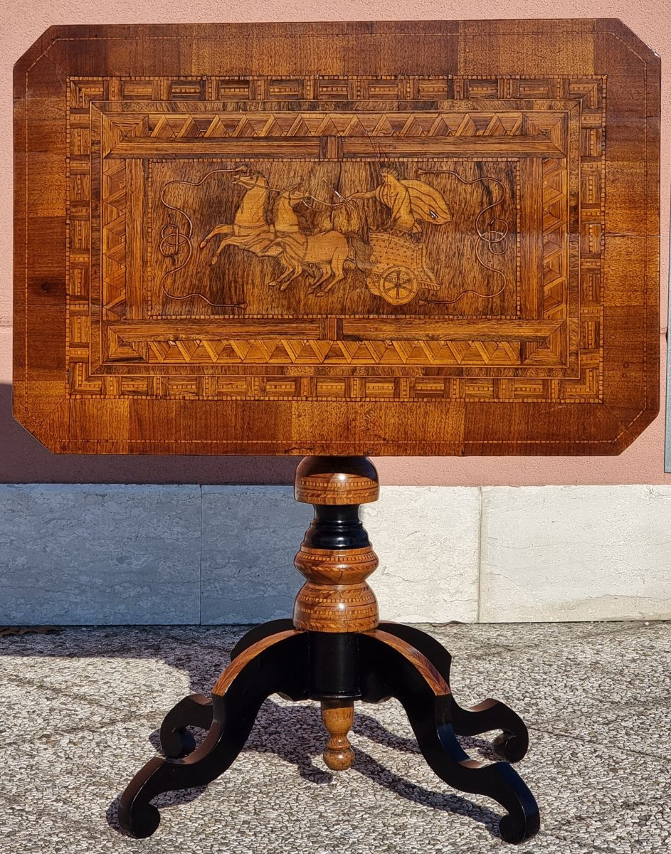 Table à abattant marquetée, atelier de Rolo (Émilie), seconde moitié du XIXe siècle-photo-5
