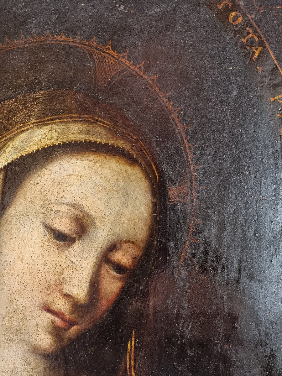 Vierge sur cuivre – École vénitienne, fin XVIIe / début XVIIIe siècle-photo-3