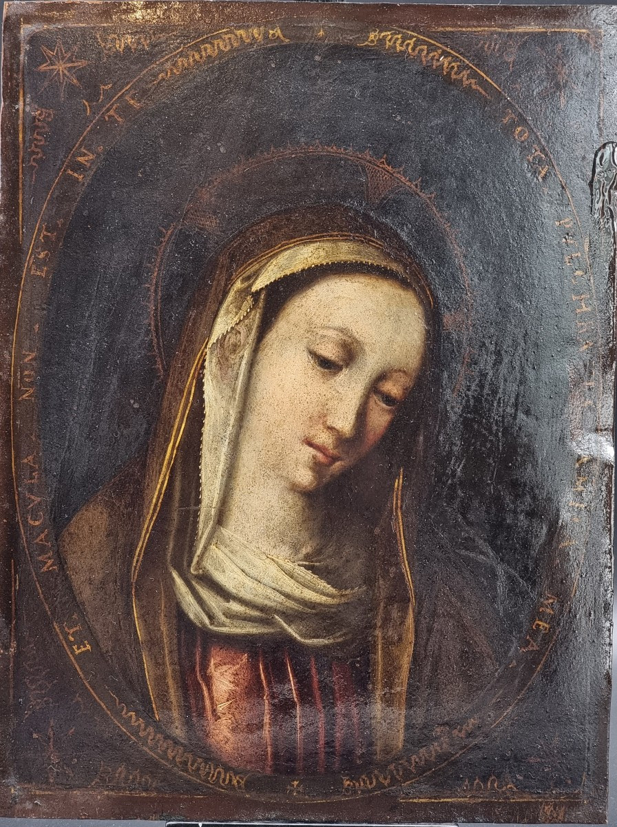 Vierge sur cuivre – École vénitienne, fin XVIIe / début XVIIIe siècle