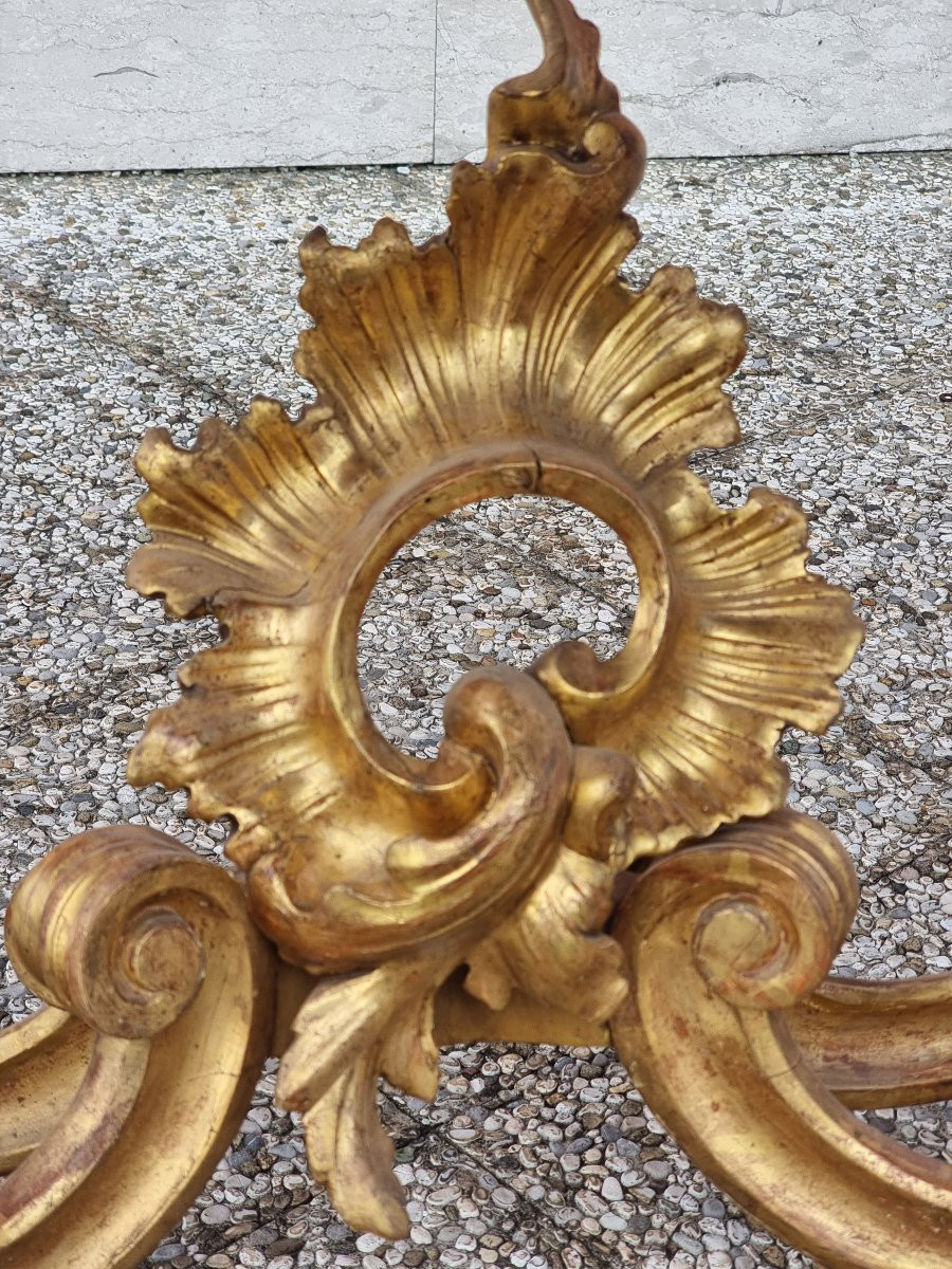 Giltwood Console Table With Marble Top – Veneto, Mid 19th Century-photo-4