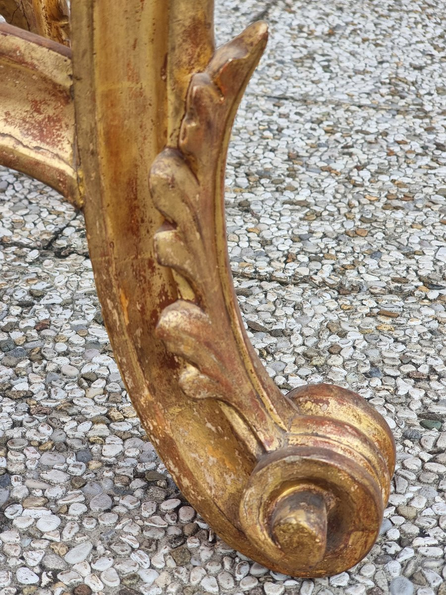 Giltwood Console Table With Marble Top – Veneto, Mid 19th Century-photo-3