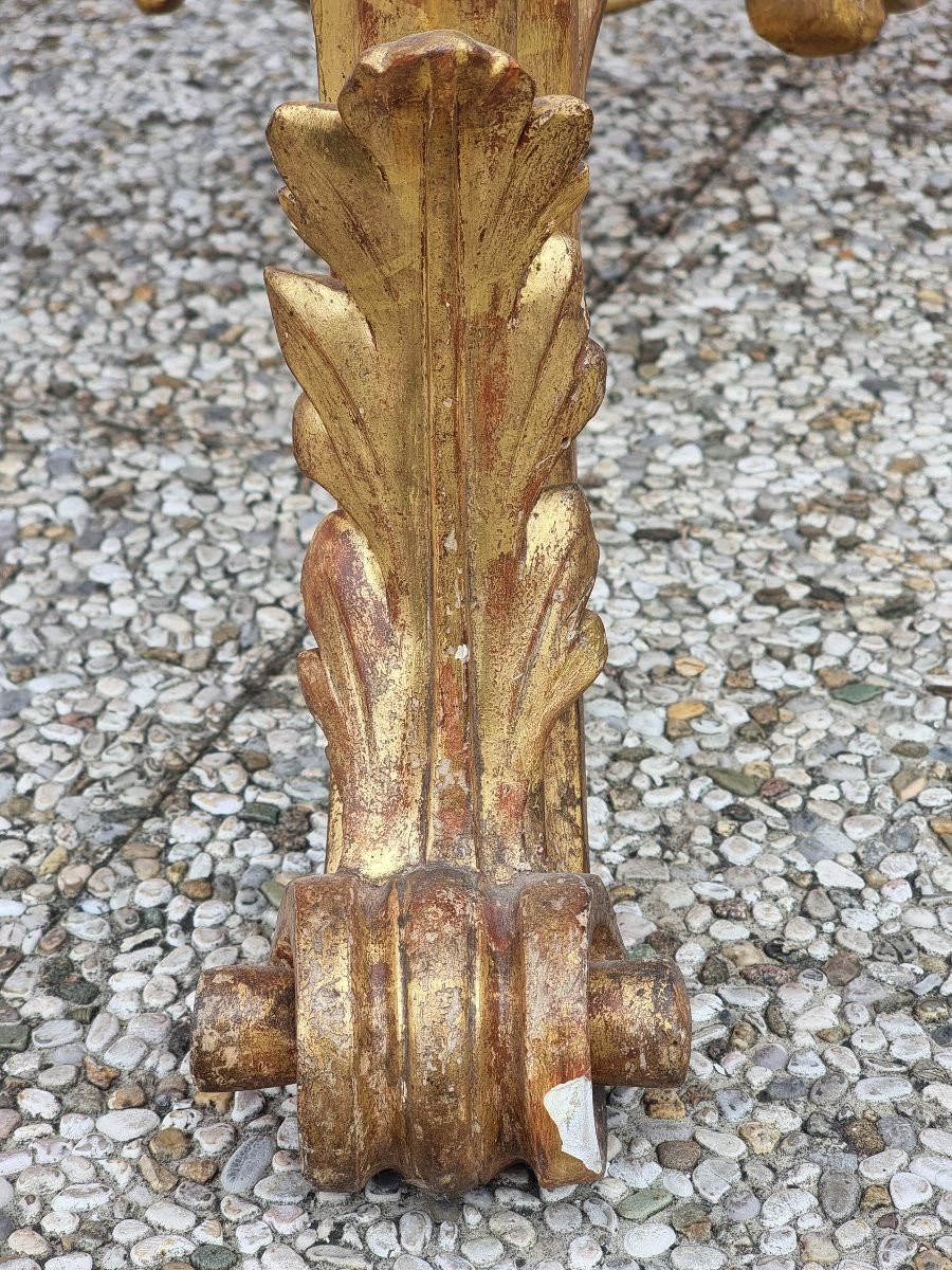 Giltwood Console Table With Marble Top – Veneto, Mid 19th Century-photo-4