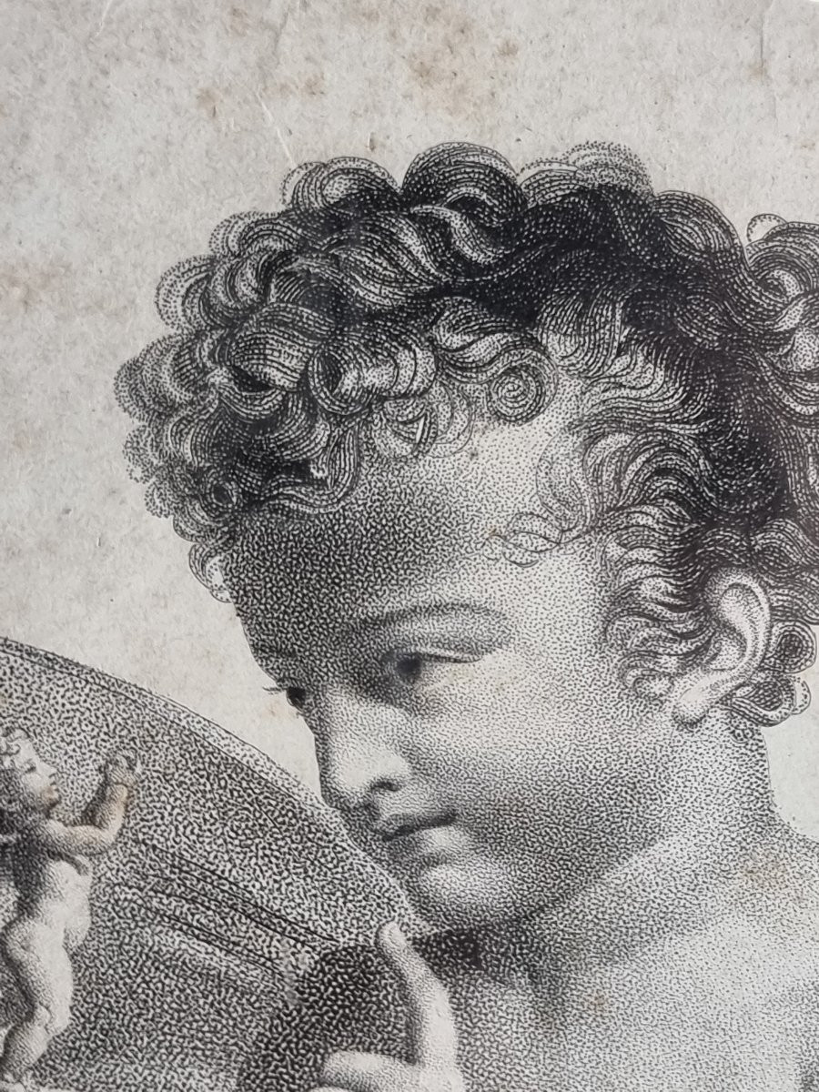 Série de quatre estampes françaises, “Amours ailés” Gravure par Castel-photo-8