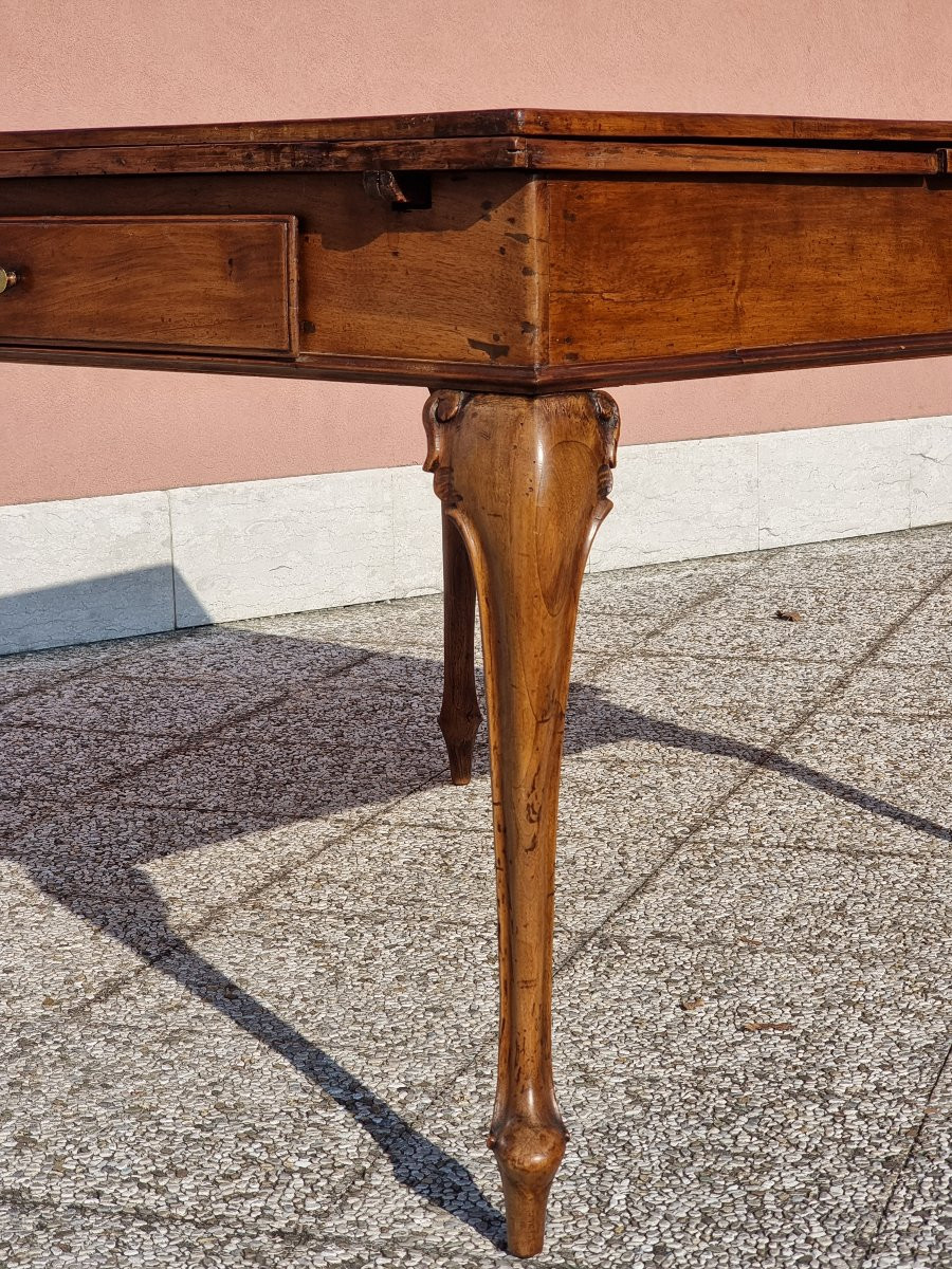 Venetian Extendable Table In Solid Walnut, 18th Century-photo-8