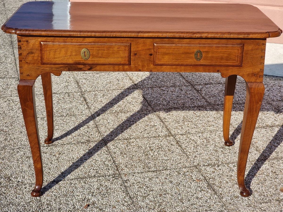 Table / bureau piémontais en noyer massif, XVIIIe siècle-photo-6