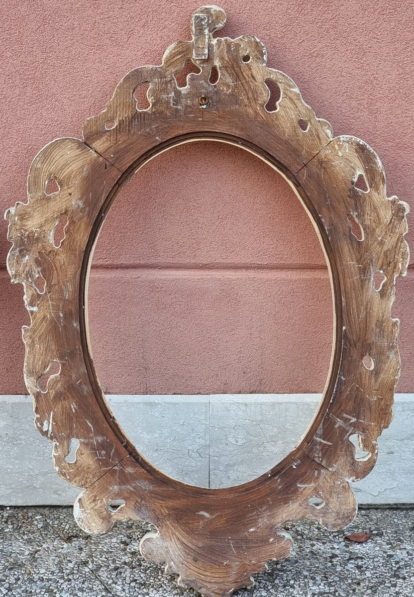 Pair Of Large Carved Wooden Oval Frames – 1980s Stock Pieces-photo-3