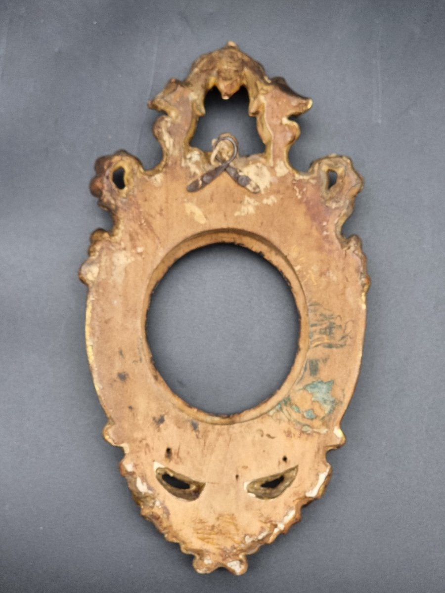 Roman Giltwood Oval Frame In Carved Limewood, 17th Century-photo-4
