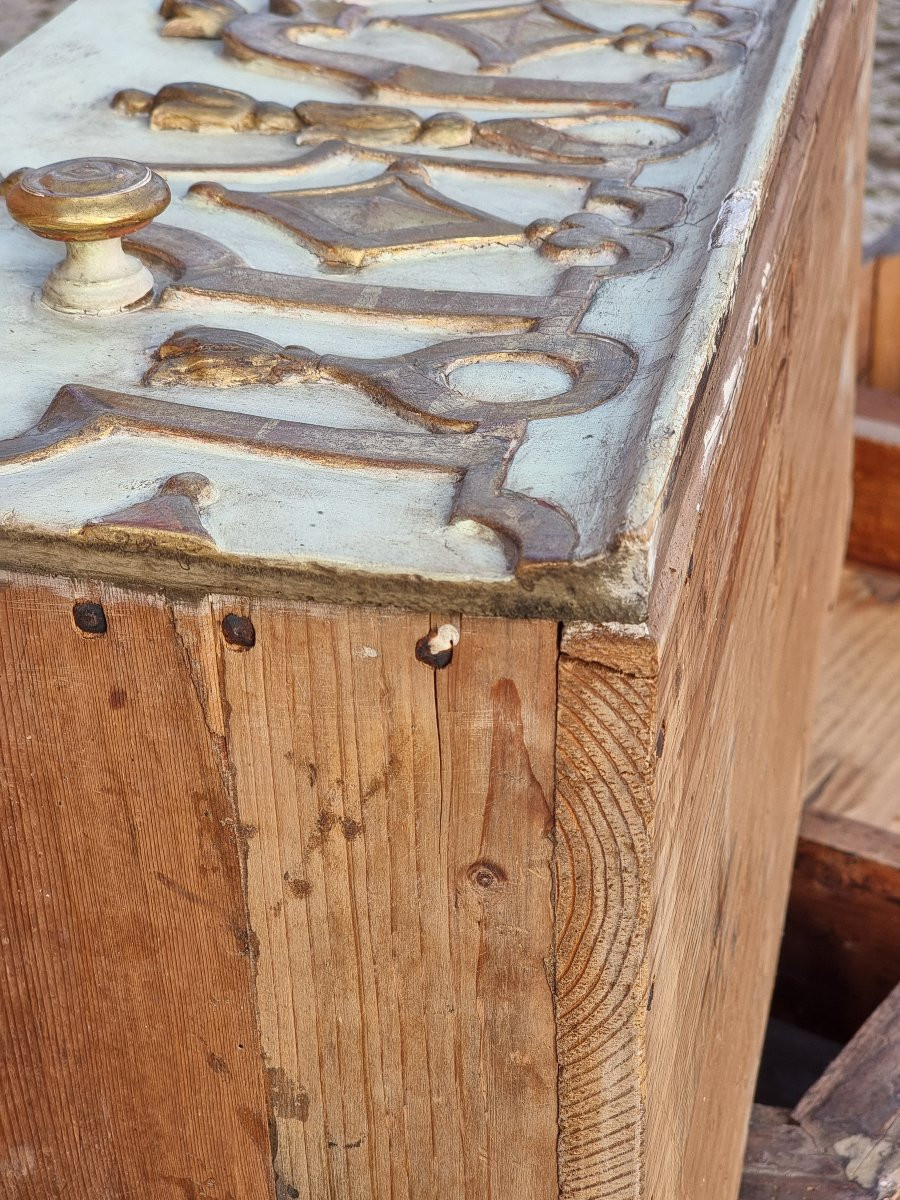 Lacquered And Gilded Bombé Commode, Venetian Area, 18th Century-photo-6