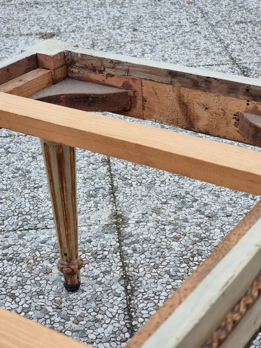 Table de salon à plateau en marbre noir décoré en scagliola-photo-4