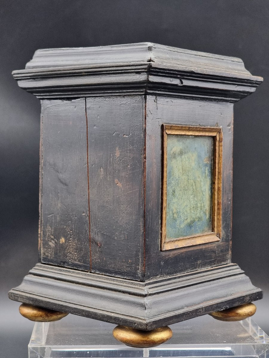 Base en bois ébénisé décorée en faux lapis-lazuli-photo-2