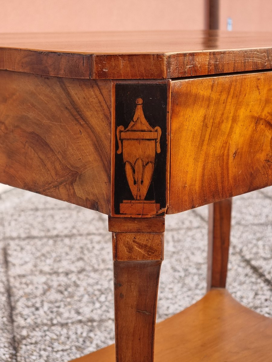 Venetian Empire Side Table In Cherry And Maple With Ink Decorations-photo-7