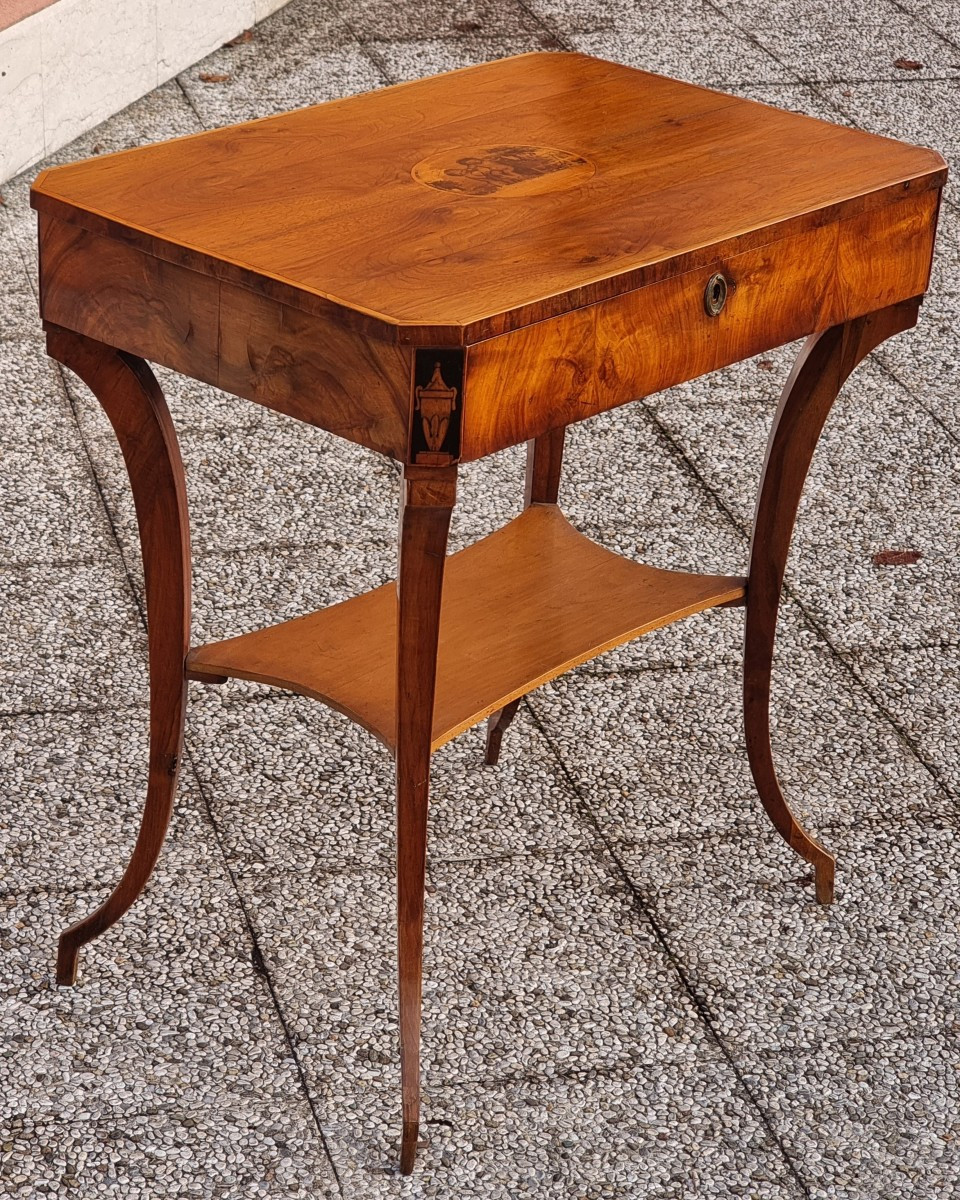 Venetian Empire Side Table In Cherry And Maple With Ink Decorations