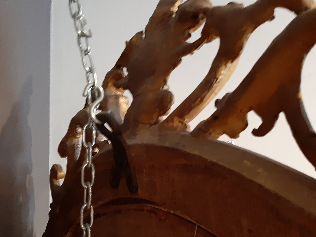 Miroir ovale français Napoléon III en pastiglia dorée-photo-3