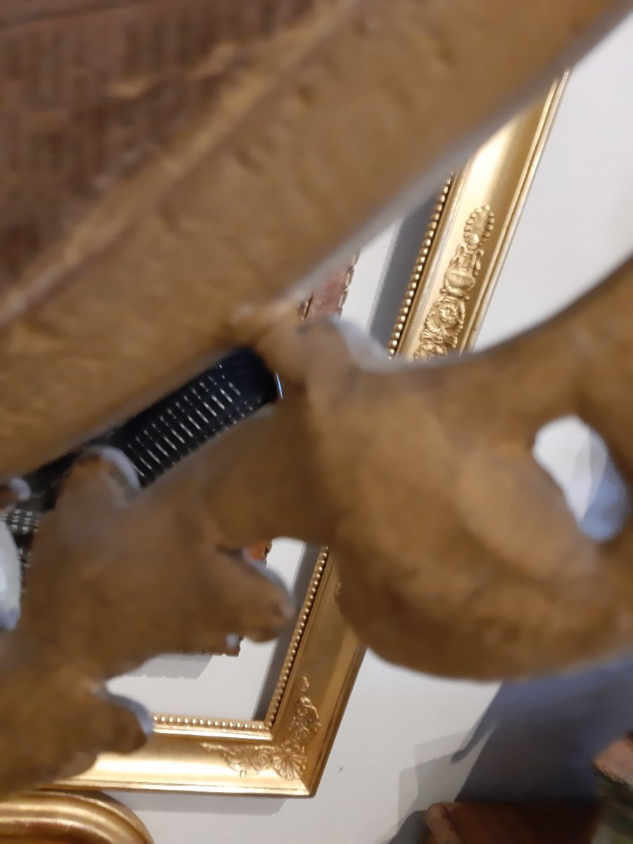 Miroir ovale français Napoléon III en pastiglia dorée-photo-1