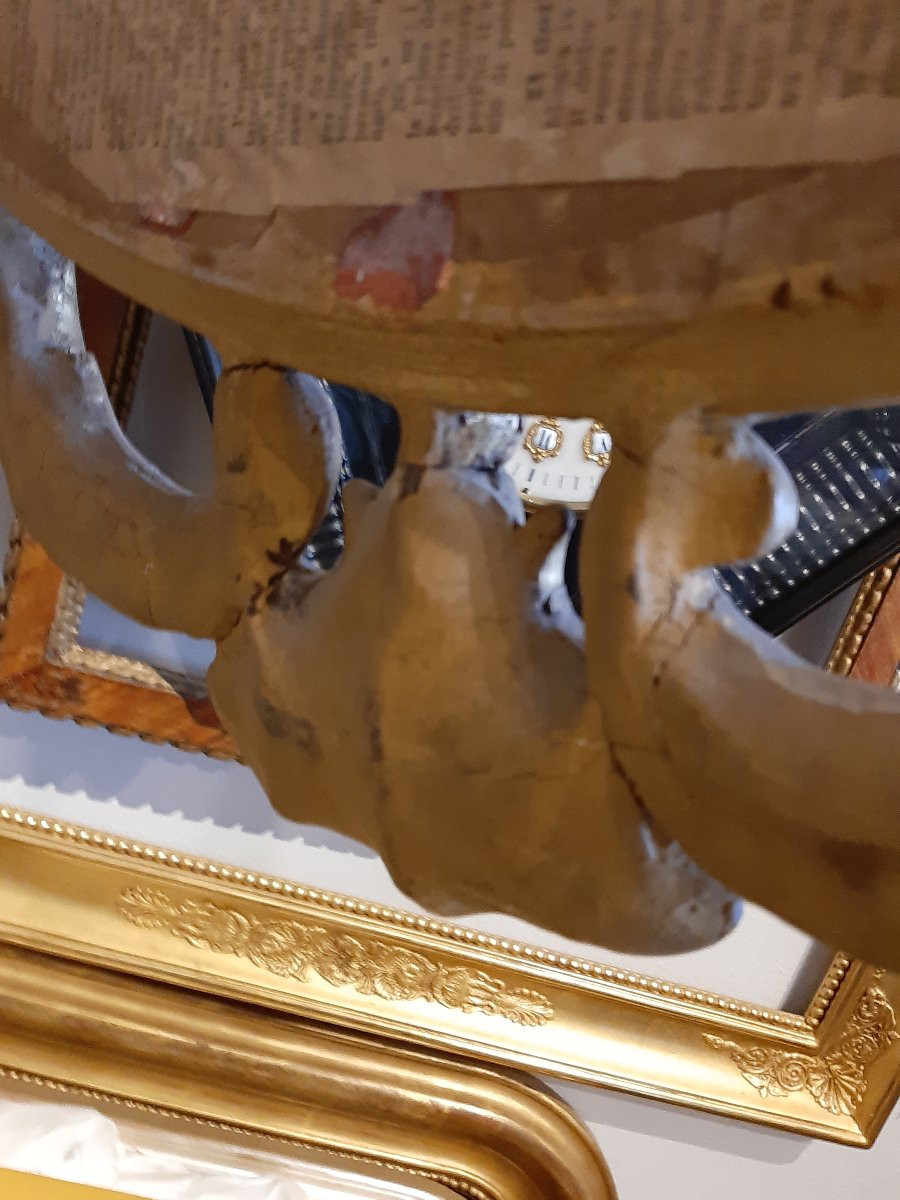 Miroir ovale français Napoléon III en pastiglia dorée-photo-2