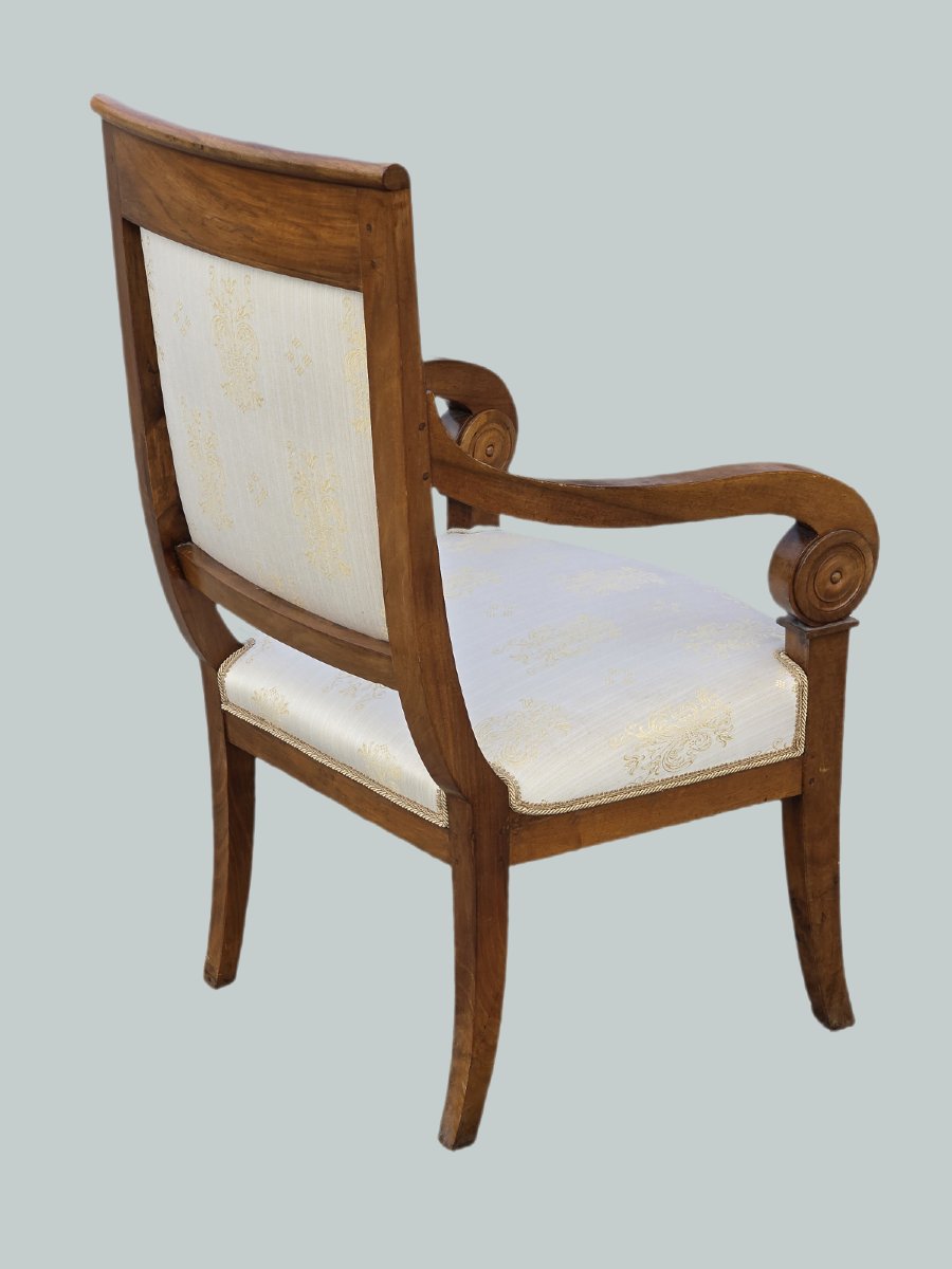 Pair Of Directoire Armchairs In Walnut, Northern Italy, Early 19th Century-photo-4