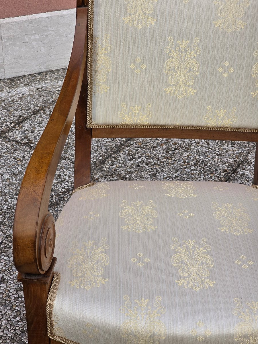 Pair Of Directoire Armchairs In Walnut, Northern Italy, Early 19th Century-photo-4