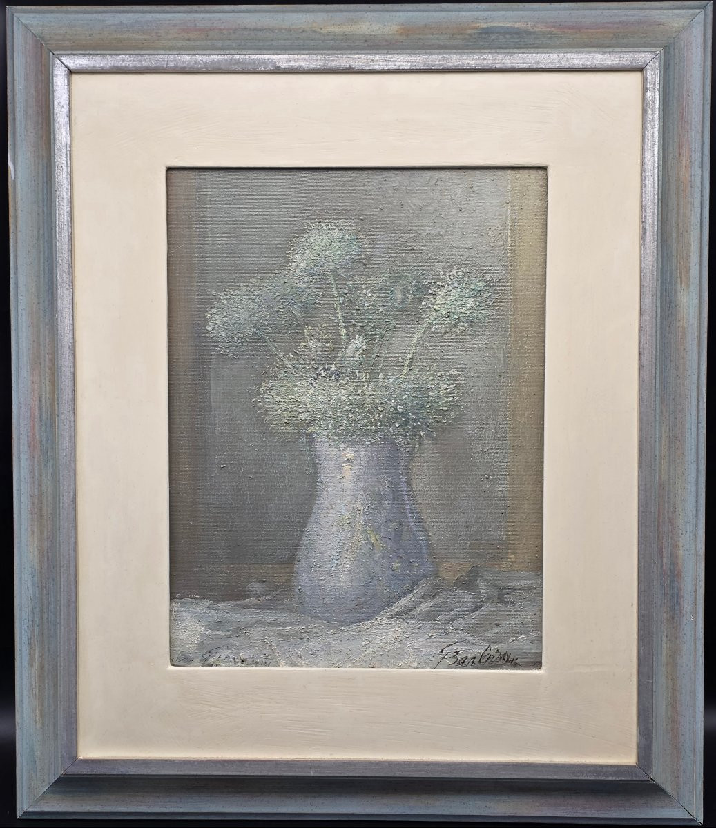 Giovanni Barbisan Still Life With Flowers Oil On Canvas-photo-3
