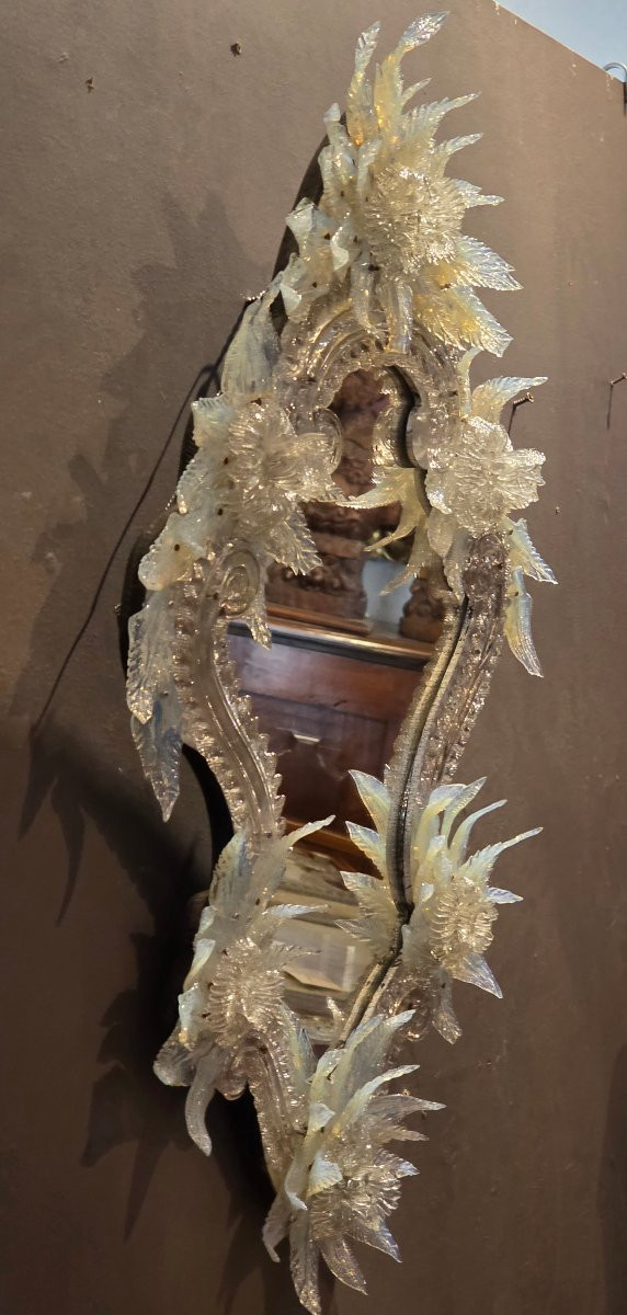 Miroir vénitien en verre irisé, fin du XIXe siècle-photo-2