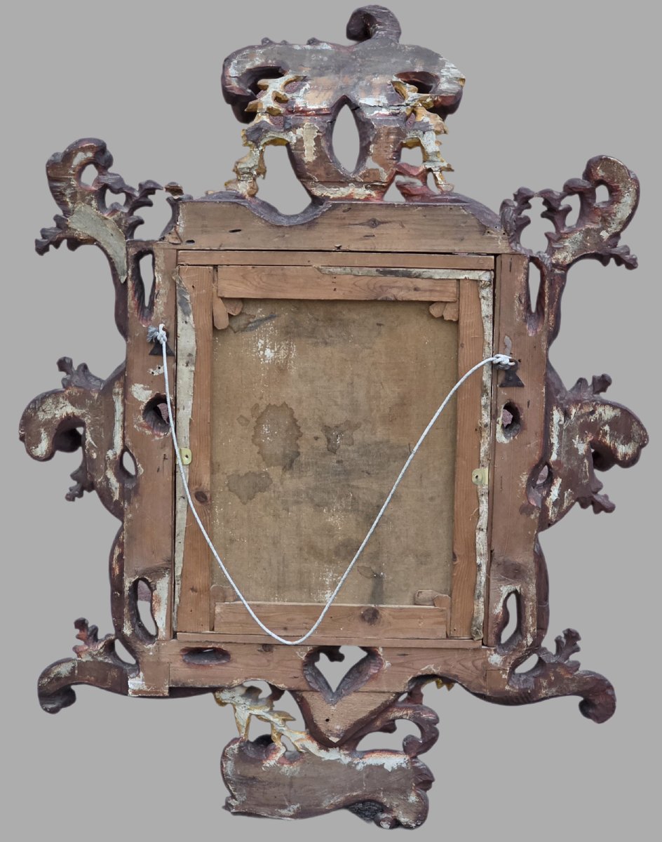 Antonio Zona – Portrait Of A Young Woman With Important Carved And Gilded Frame, Early 18th Cen-photo-4