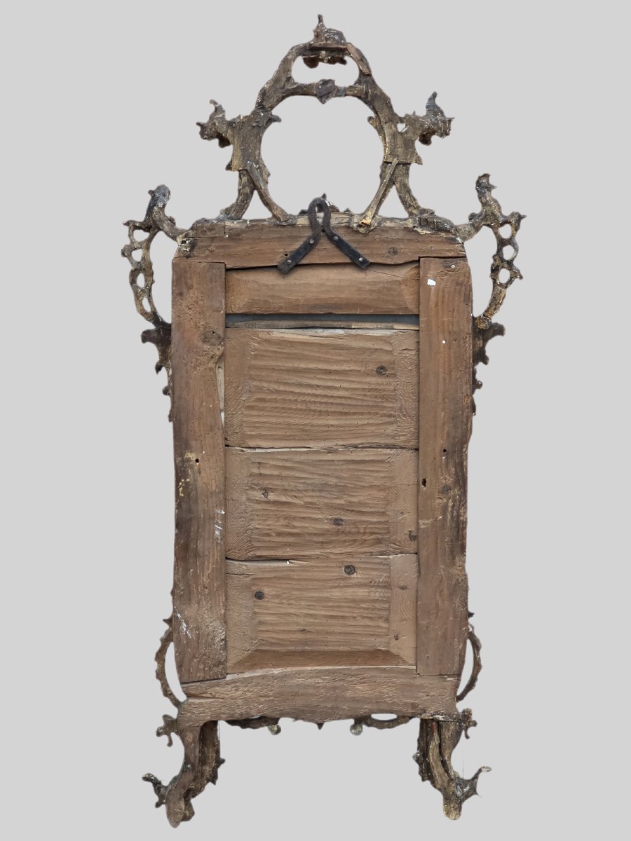 Miroir lombard sculpté et doré, milieu du XVIIIe siècle-photo-2