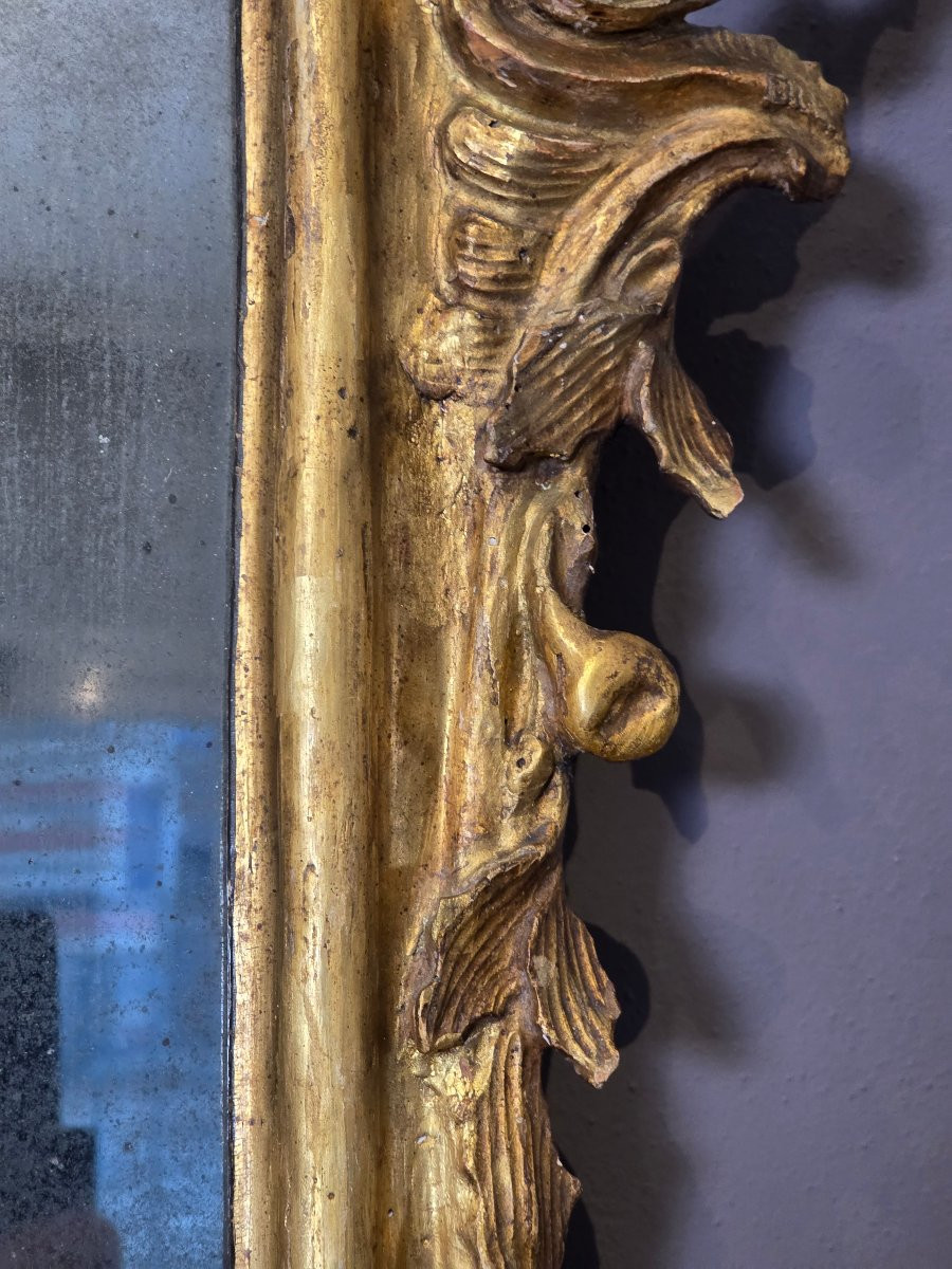 Miroir lombard sculpté et doré, milieu du XVIIIe siècle-photo-4